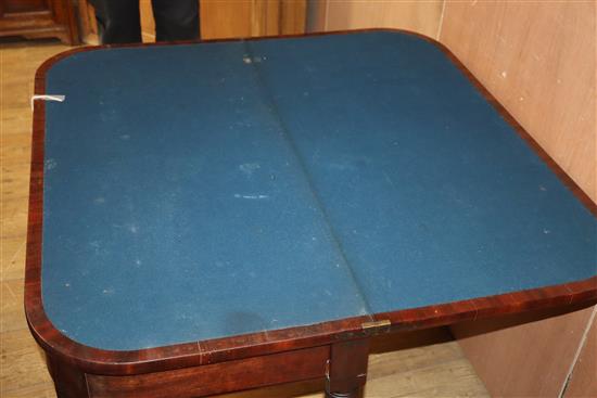 A Regency mahogany folding card table W.91cm